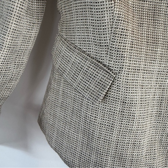 Armani Collezioni Womens 6 Tweed Linen Blend Blazer Cream Black Classic,Career - Picture 6 of 14